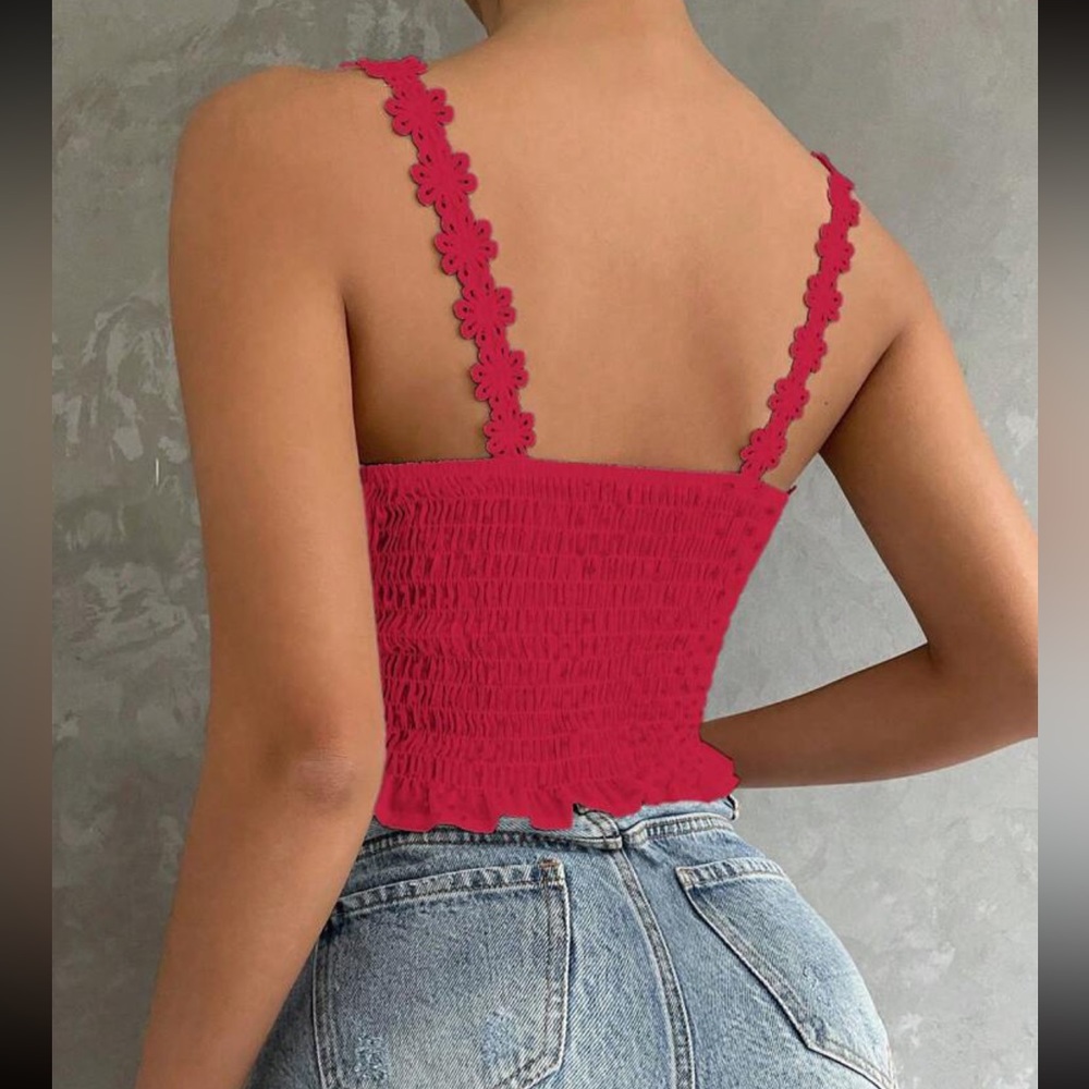 Boho floral embroidered lace cami crop top - Picture 7 of 15
